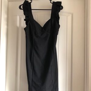 LBD - Pinstriped Black Dress - Fitted